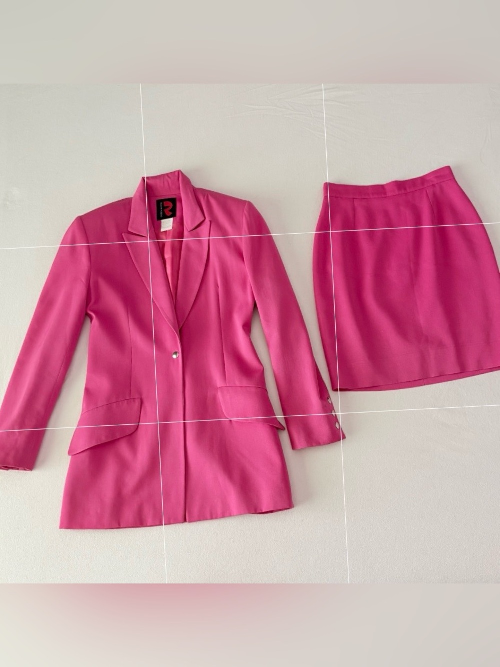 ⁠RARE Regina Rubens Paris Fuchsia Power Suit French Blazer Skirt Vintage 90s⁠